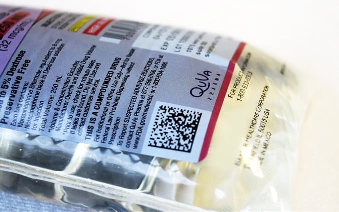 2D Data Matrix Barcode on Quva Pharma product label